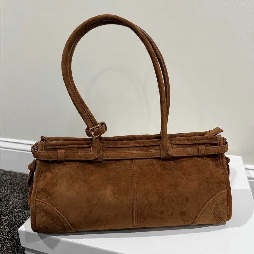 Prada Bonnie Medium Cinnamon Suede Handbag - Picture 5 of 14